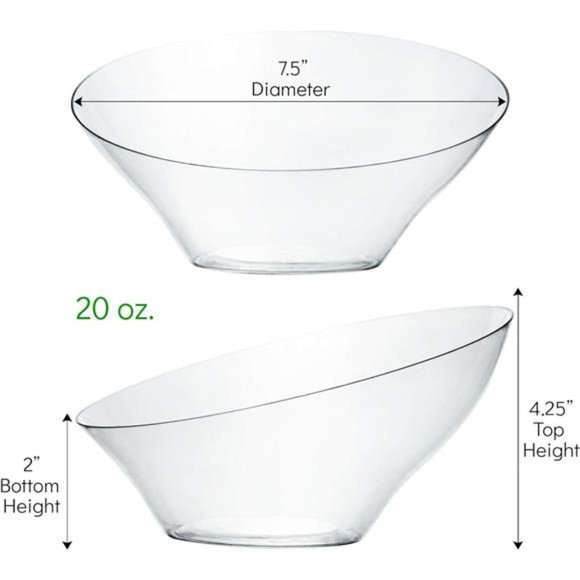 Disposable Angled Plastic Bowls Round Medium Serving Bowl, Elegant for Party's - Picture 2 of 8